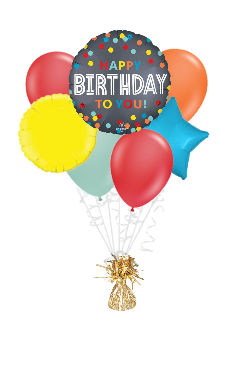 Satin Confetti Happy Birthday Balloon Bouquet