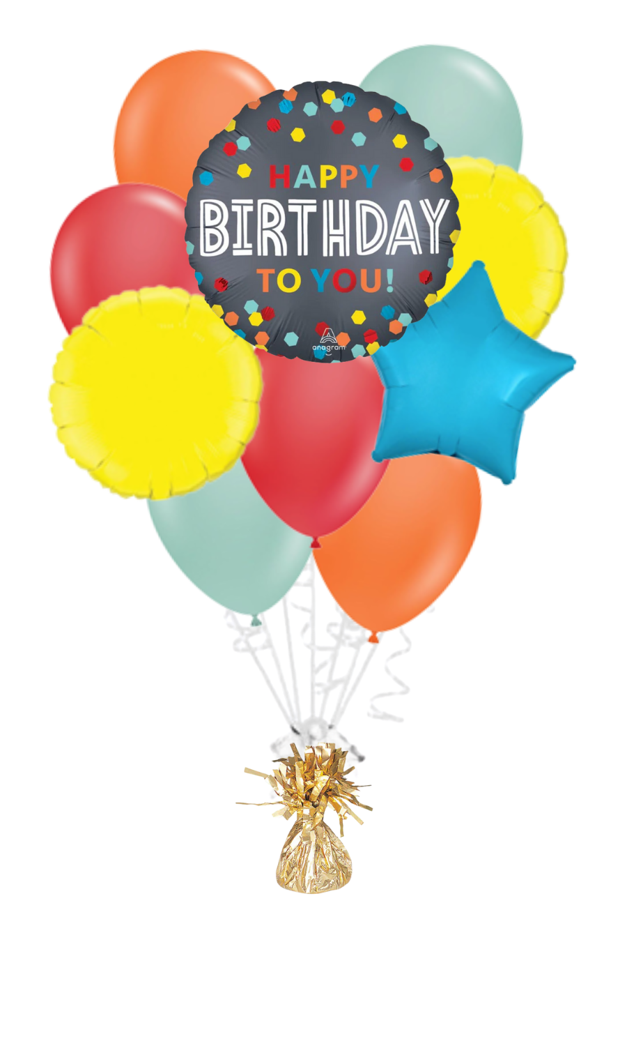 Satin Confetti Happy Birthday Balloon Bouquet