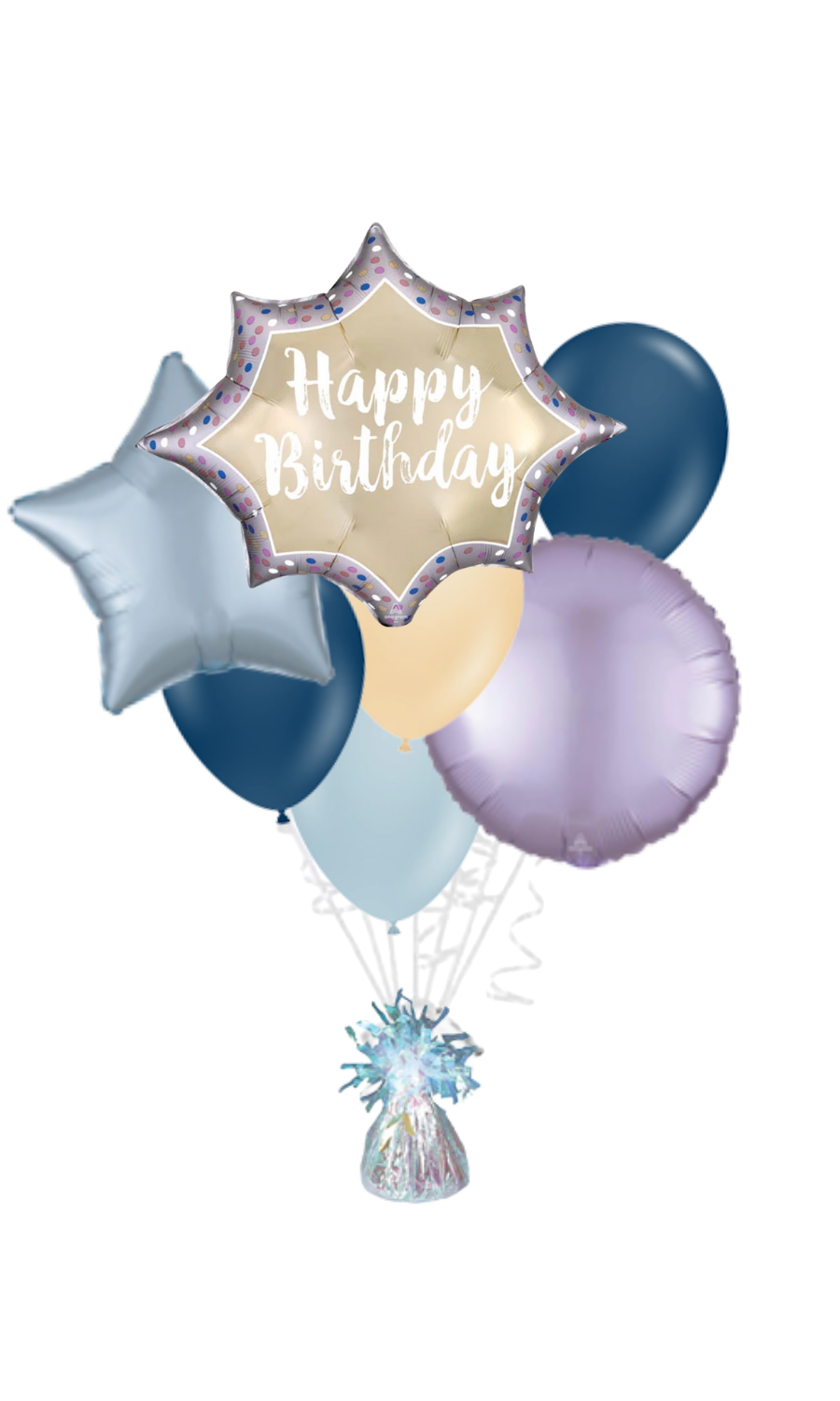 Large Satin Gold Burst Happy Birthday Balloon Bouquet