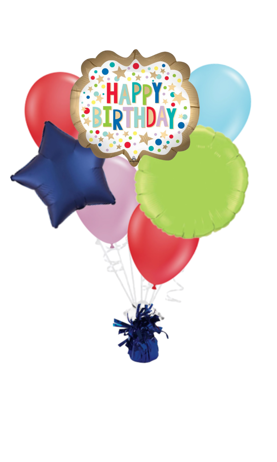 Large Satin Rainbow Luxe Happy Birthday Balloon Bouquet