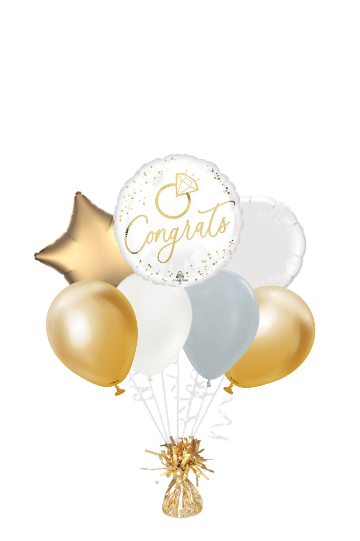White & Gold Wedding Congratulations Balloon Bouquet