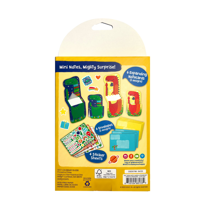 Tiny Tadas! Note Cards & Sticker - Dinos. & Dragons