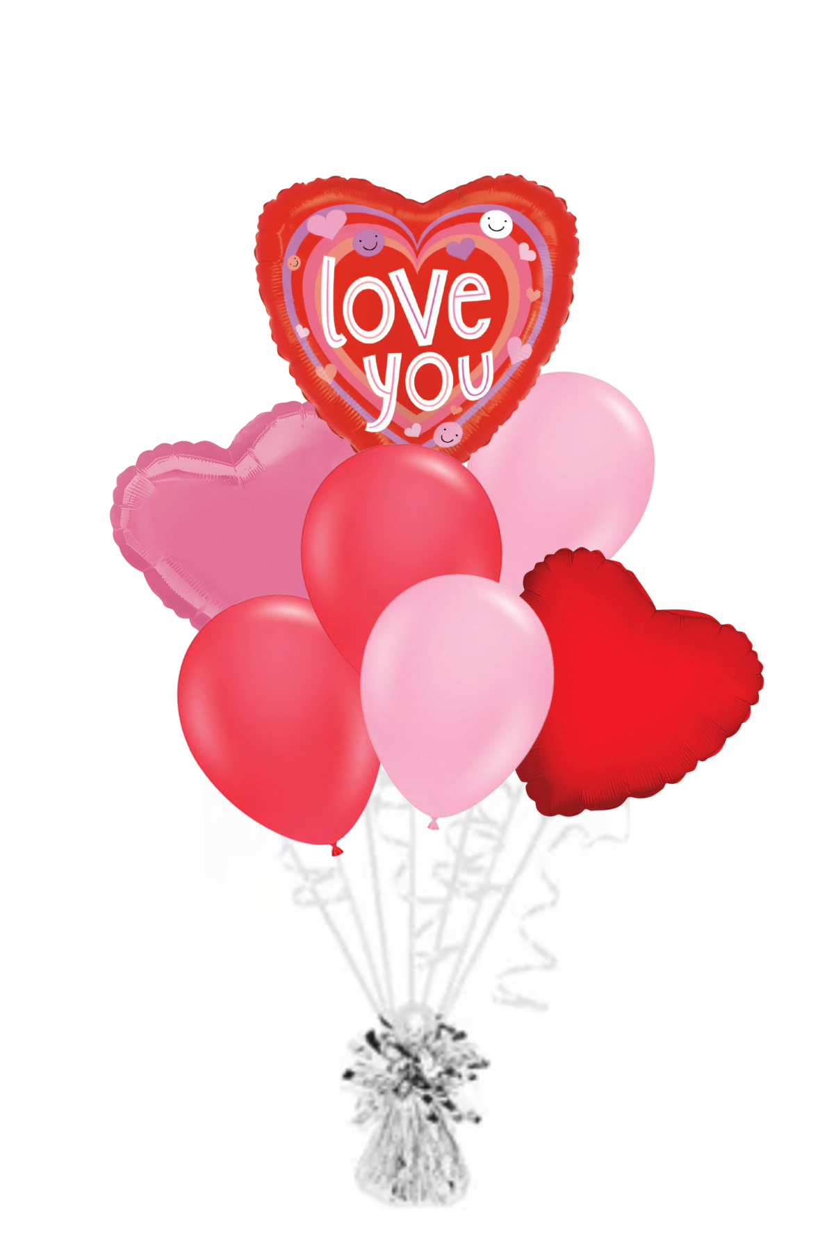 Smiley Love Hearts - Valentine's Day Balloon Bouquet