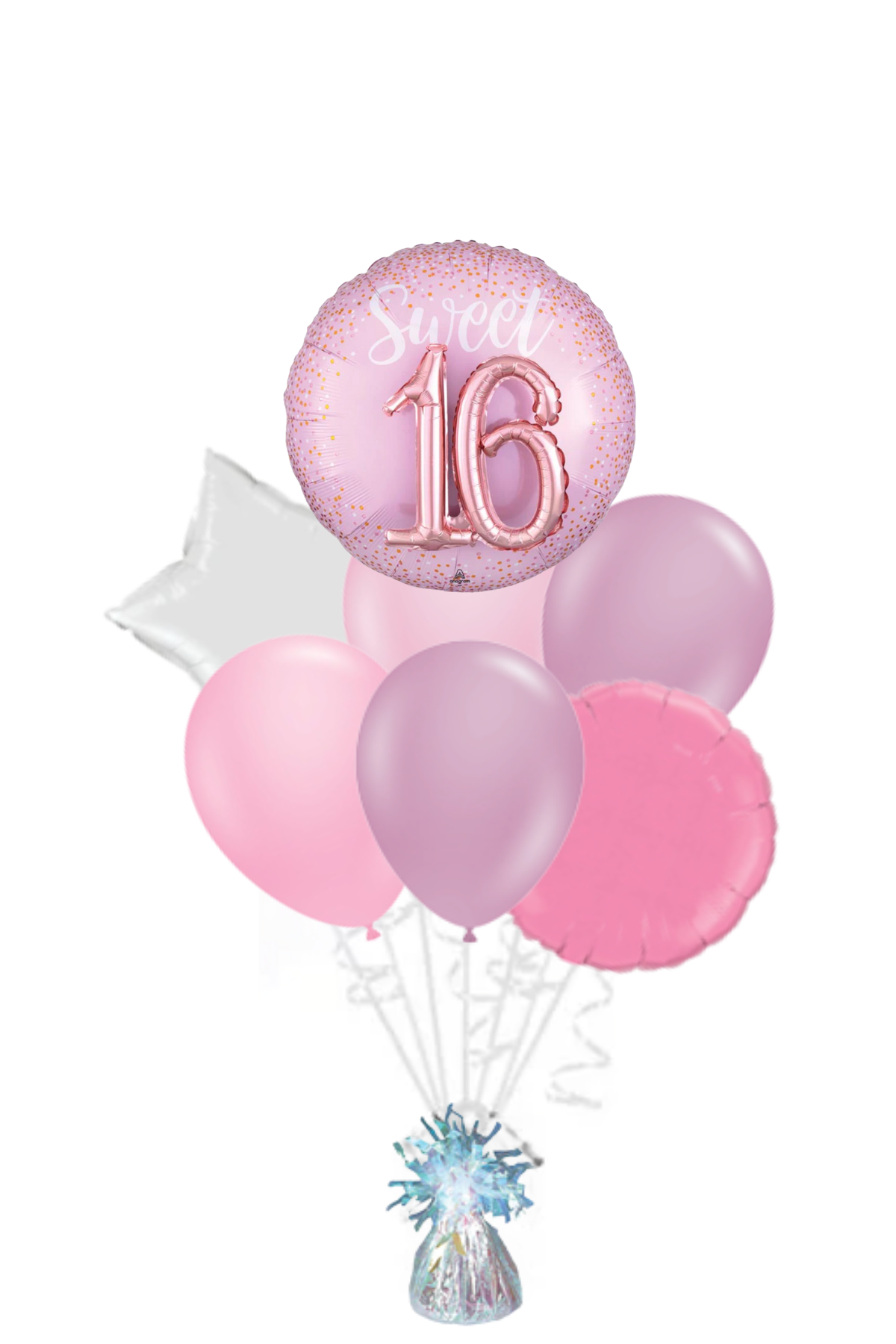 Jumbo Sweet 16 Blush Happy Birthday Balloon Bouquet