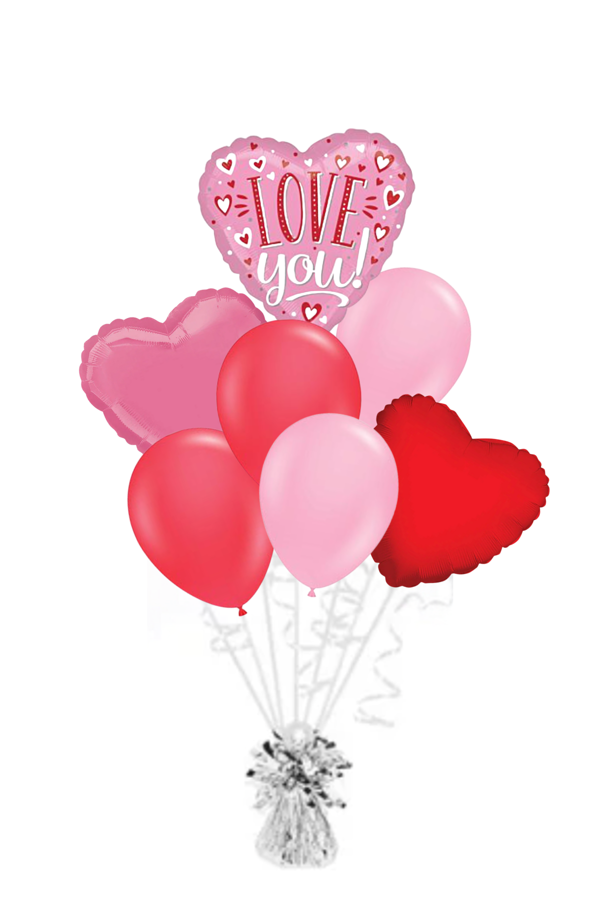 Love You! White Dots Heart - Valentine's Day Balloon Bouquet