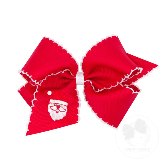 Red Santa Grosgrain Hair Bow