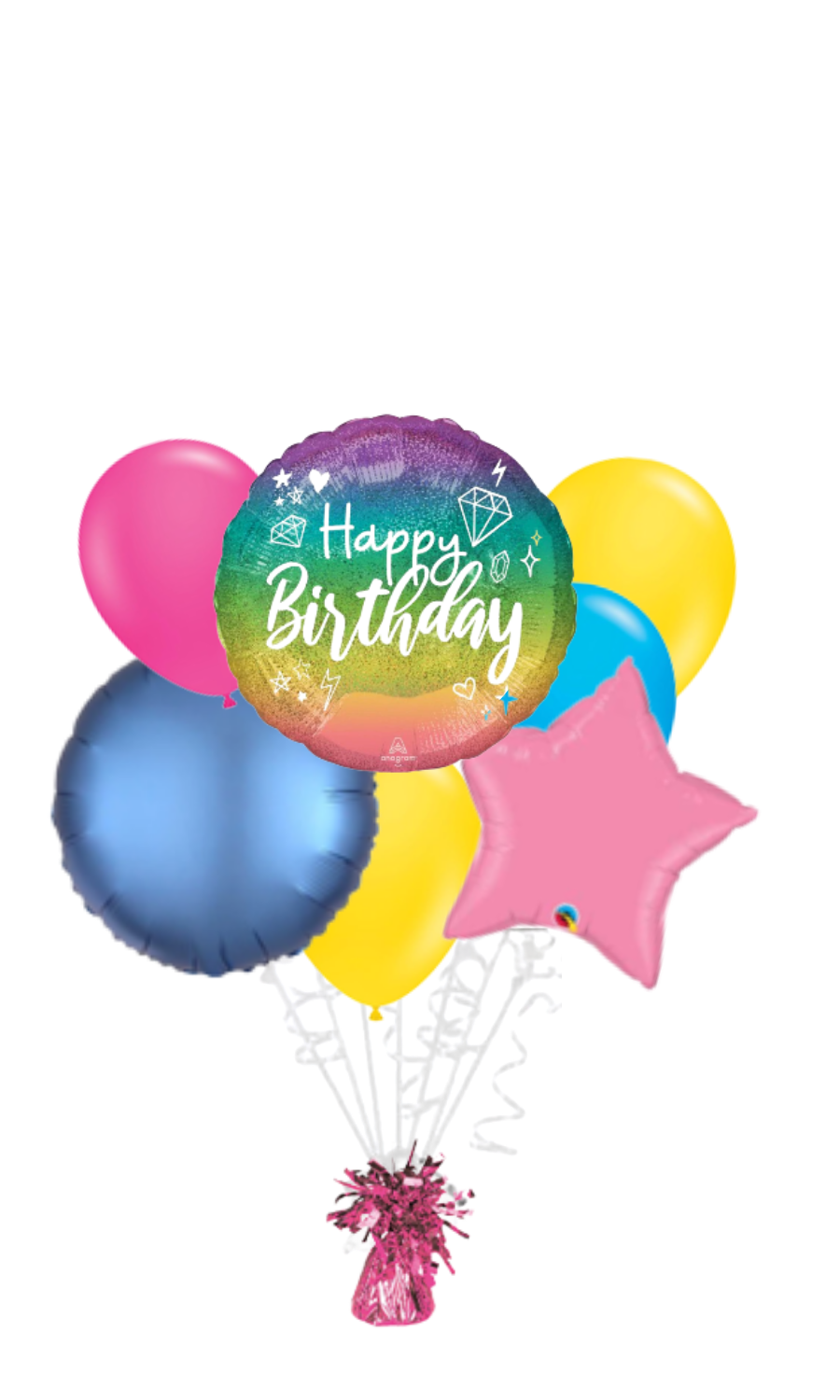 Sparkle Diamonds Happy Birthday Balloon Bouquet