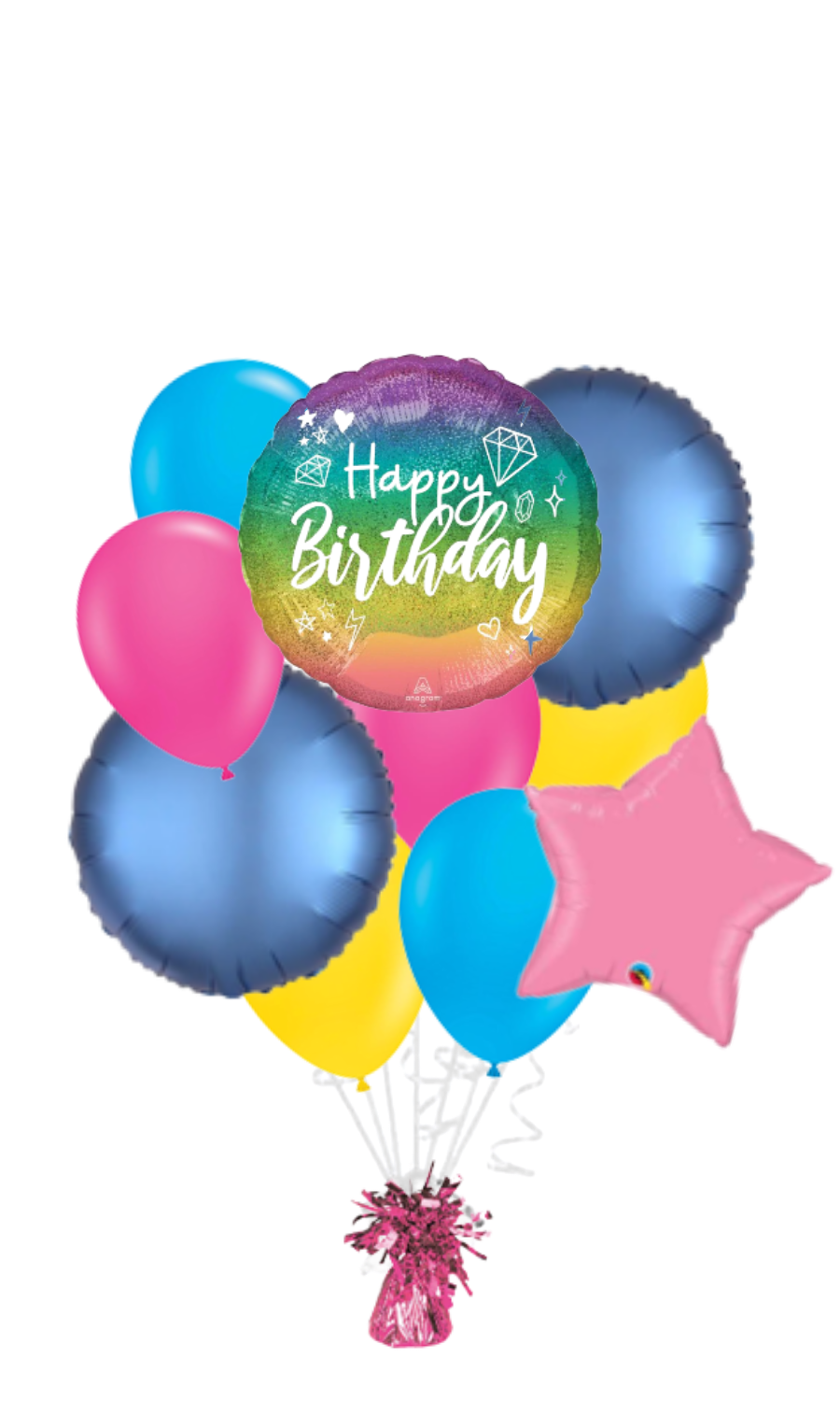 Sparkle Diamonds Happy Birthday Balloon Bouquet