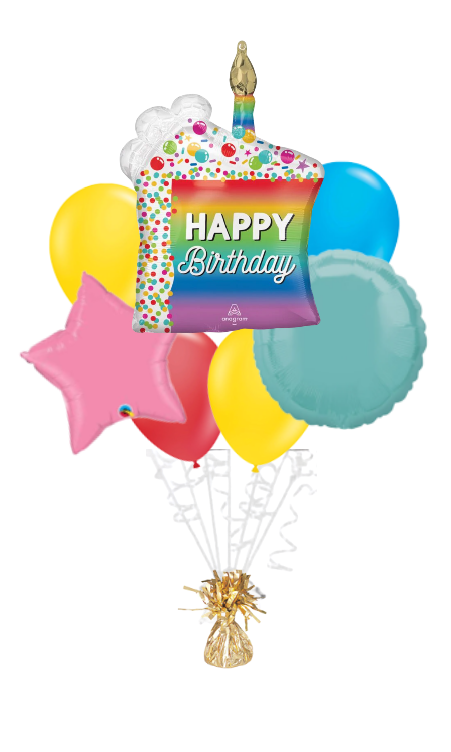Rainbow Slice Happy Birthday Balloon Bouquet
