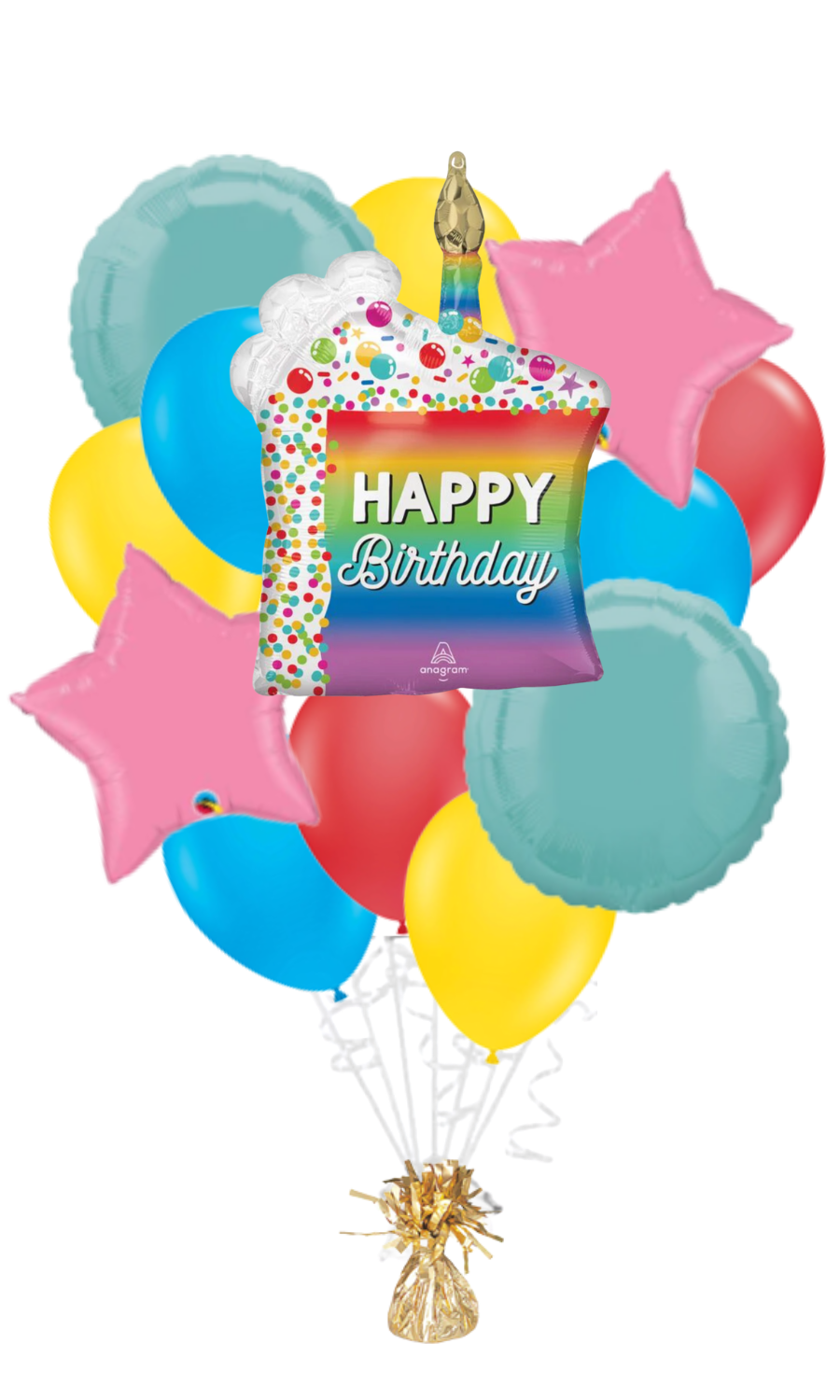 Rainbow Slice Happy Birthday Balloon Bouquet