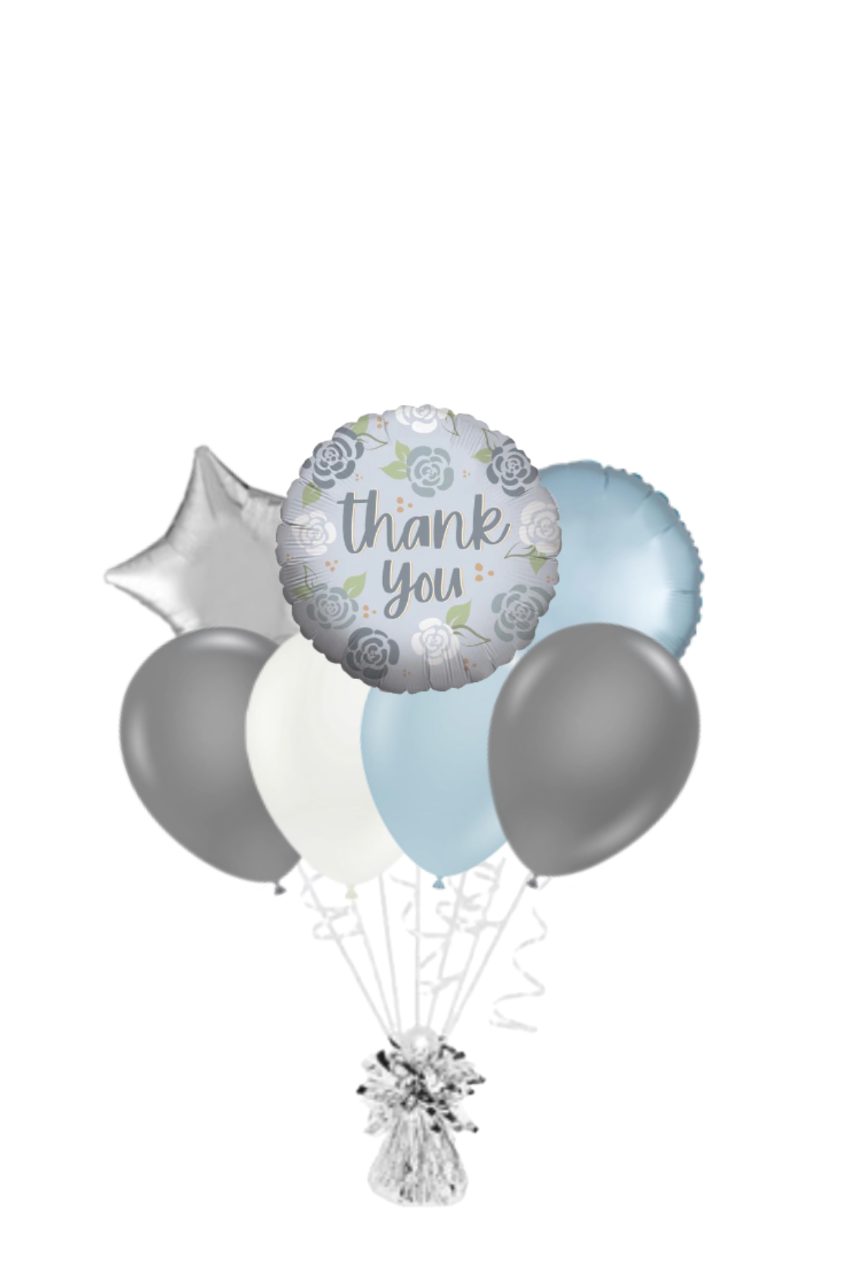 Silver Flower Thank You Balloon Bouquet