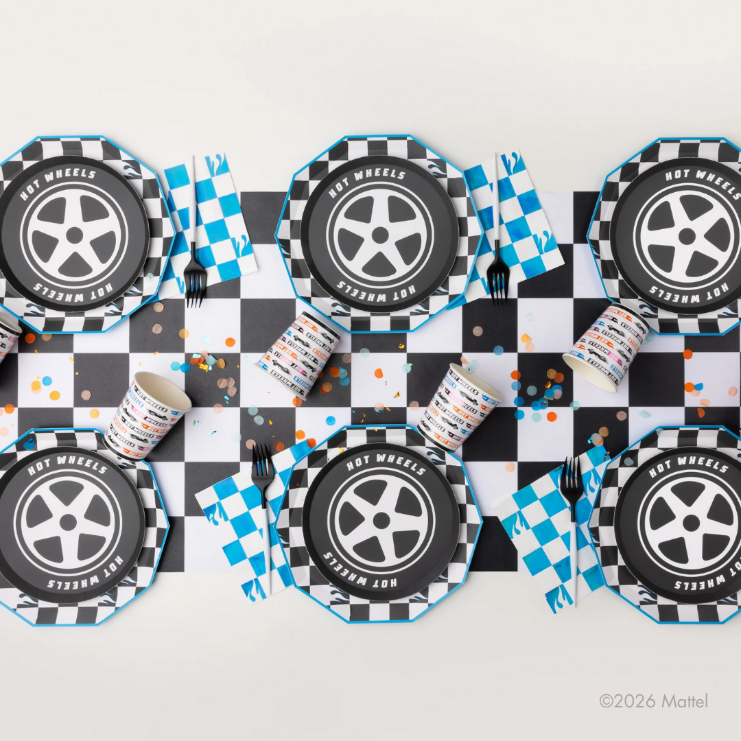 Hot Wheels X Bonjour Fete Blue Foil Checkered Large Napkins