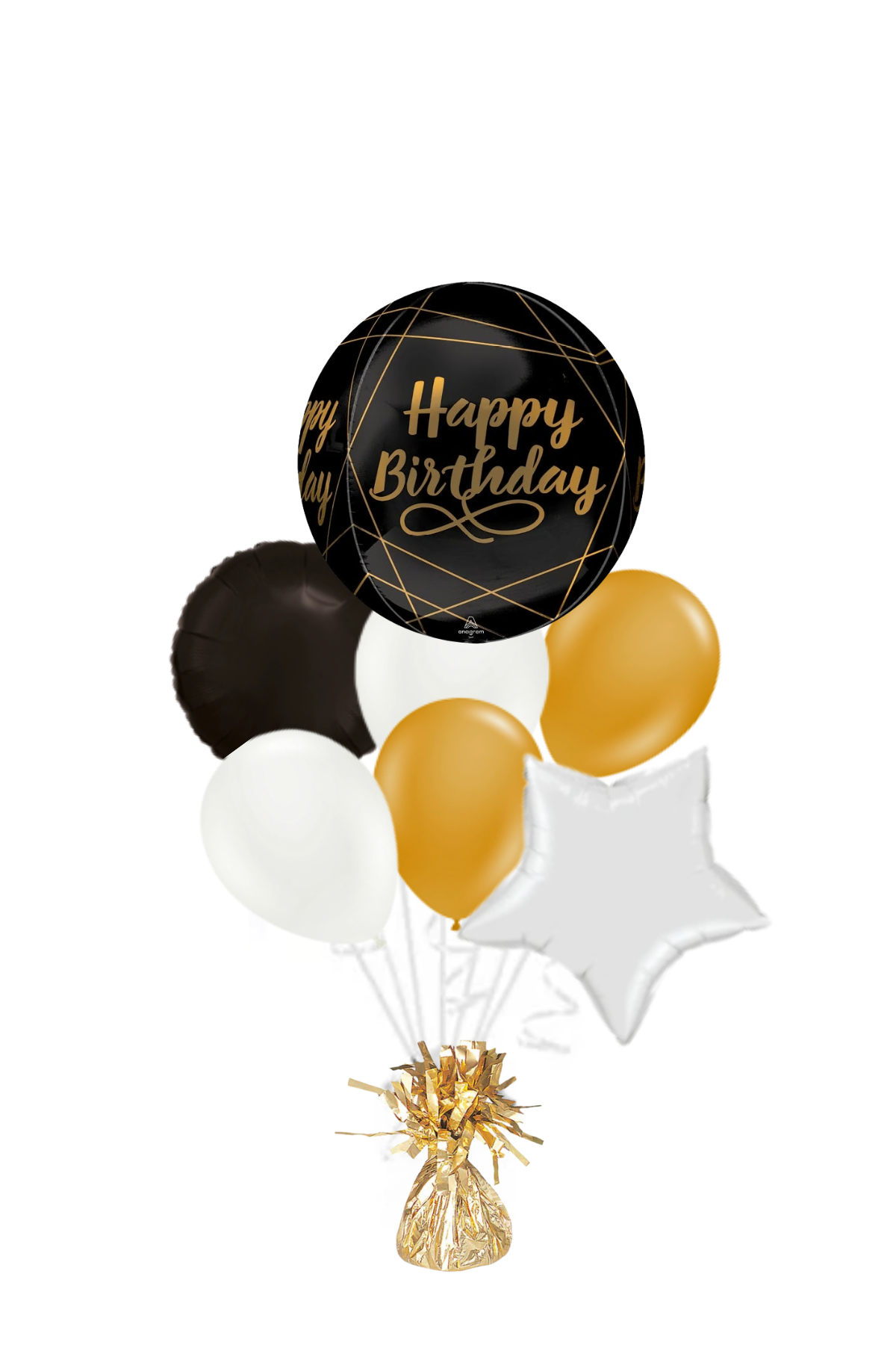 Elegant Birthday Orbz Happy Birthday Balloon Bouquet