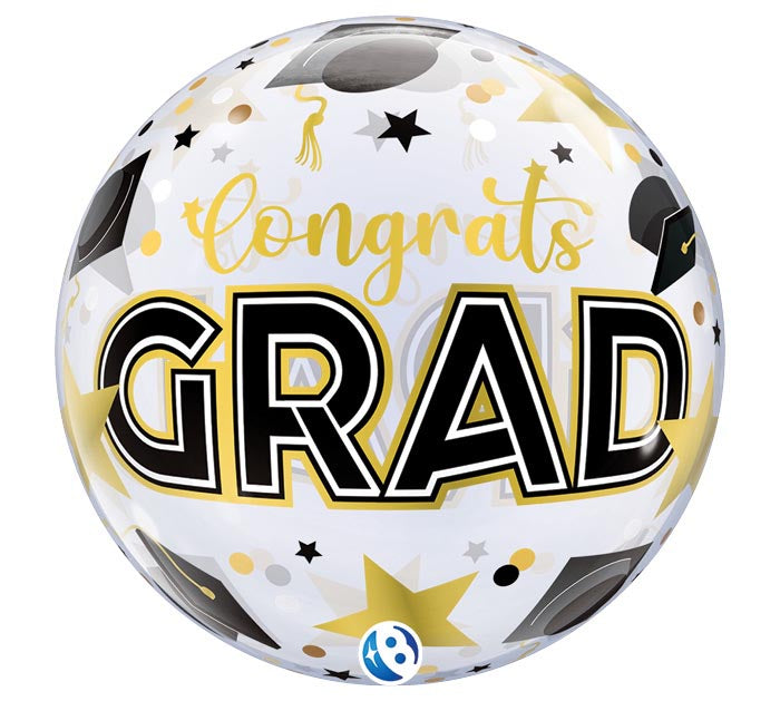 Congrats Grad Stars And Dots Bubble Balloon