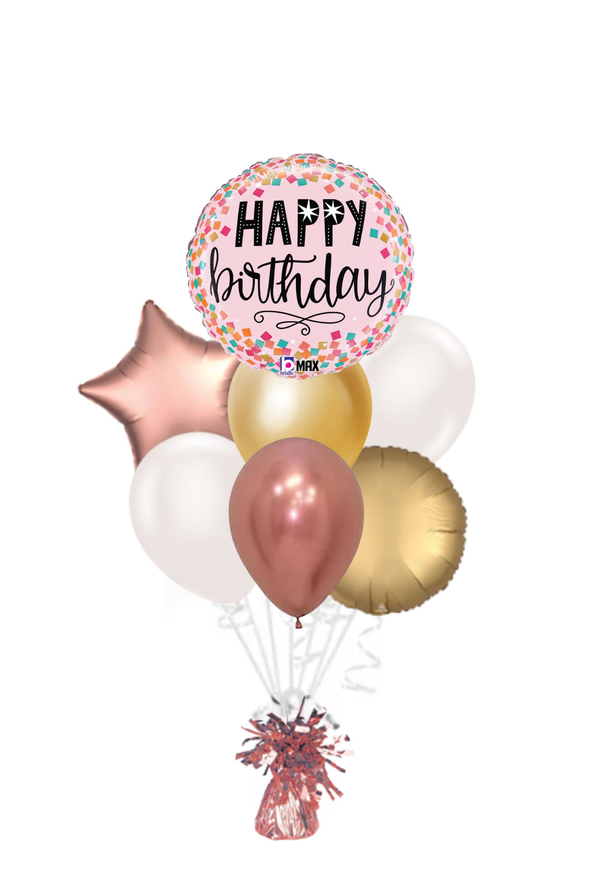Pink Confetti Happy Birthday Balloon Bouquet