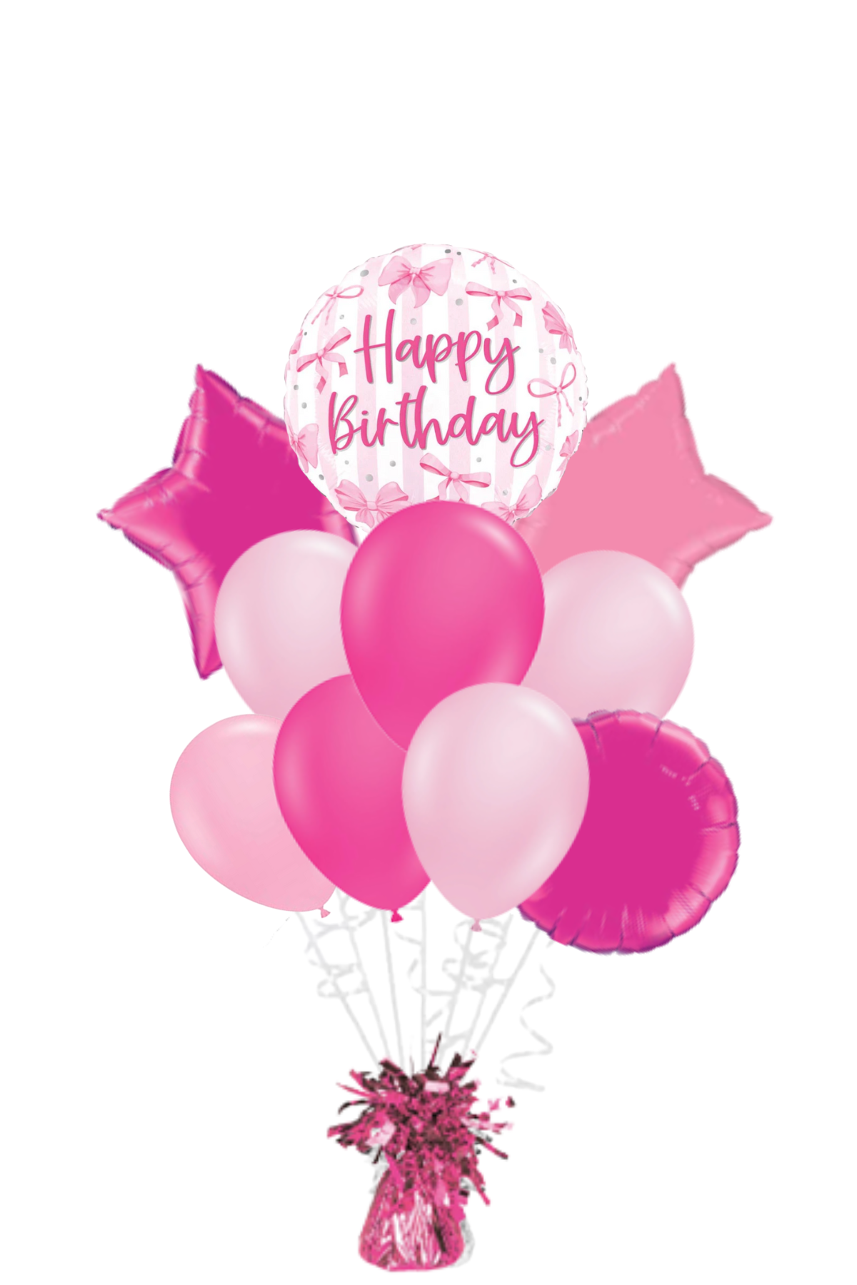 Pretty Pink Bow Happy Birthday Balloon Bouquet