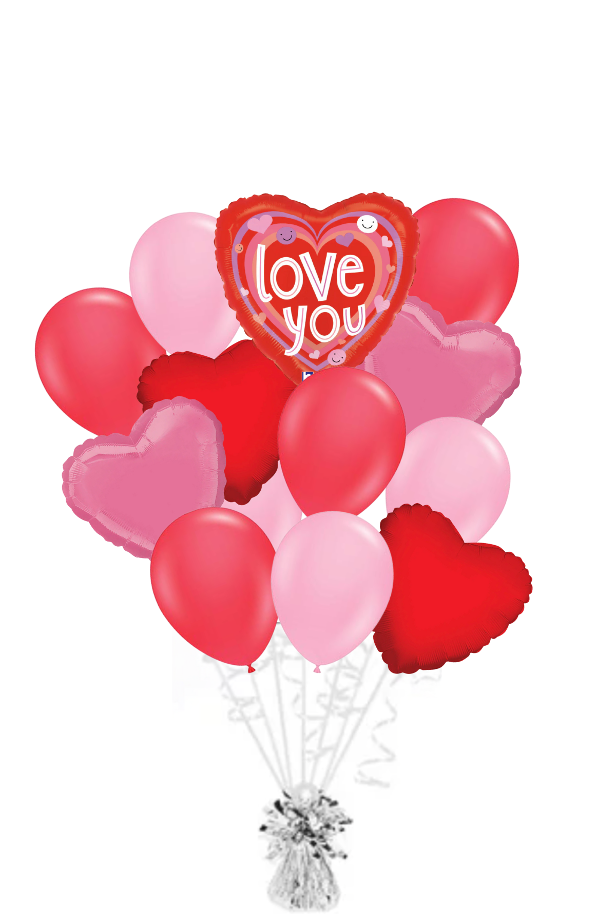 Smiley Love Hearts - Valentine's Day Balloon Bouquet