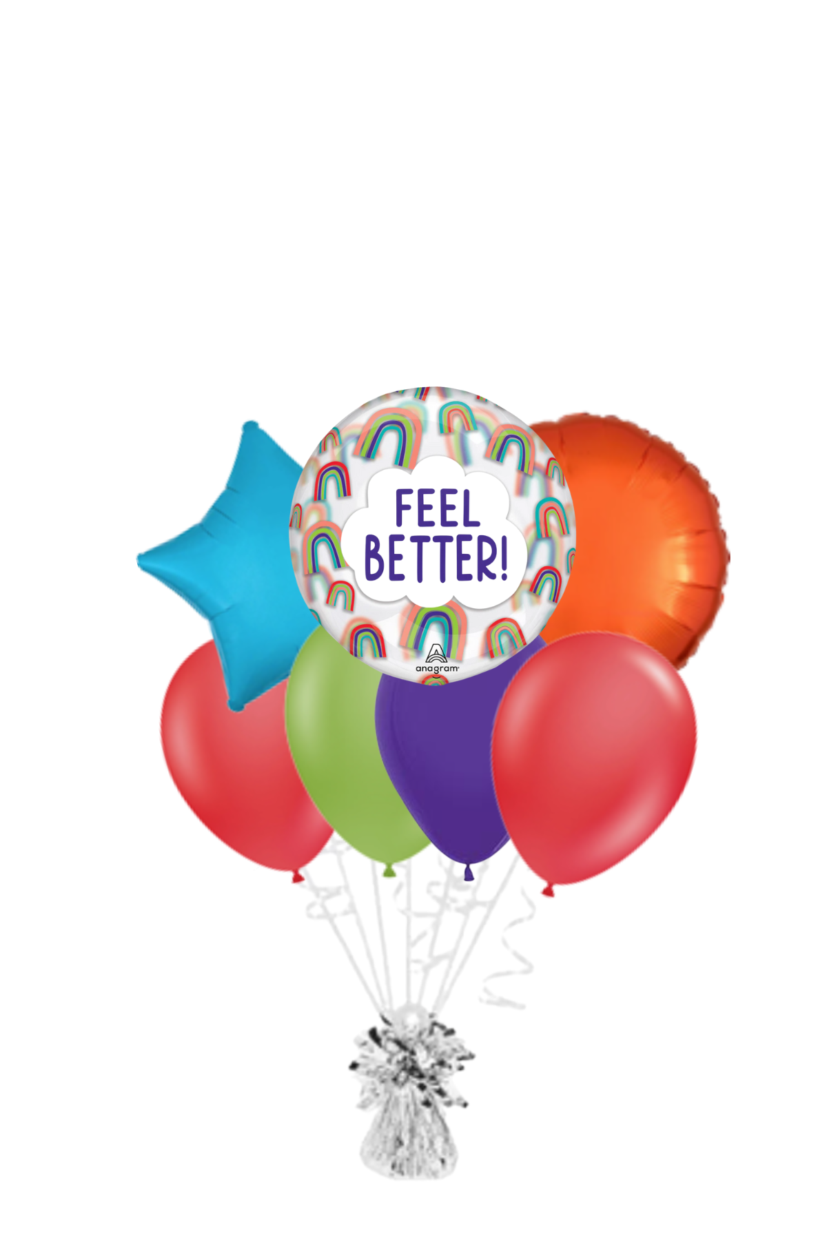Feel Better Rainbow Orbz Get Well Soon Balloon Bouquet