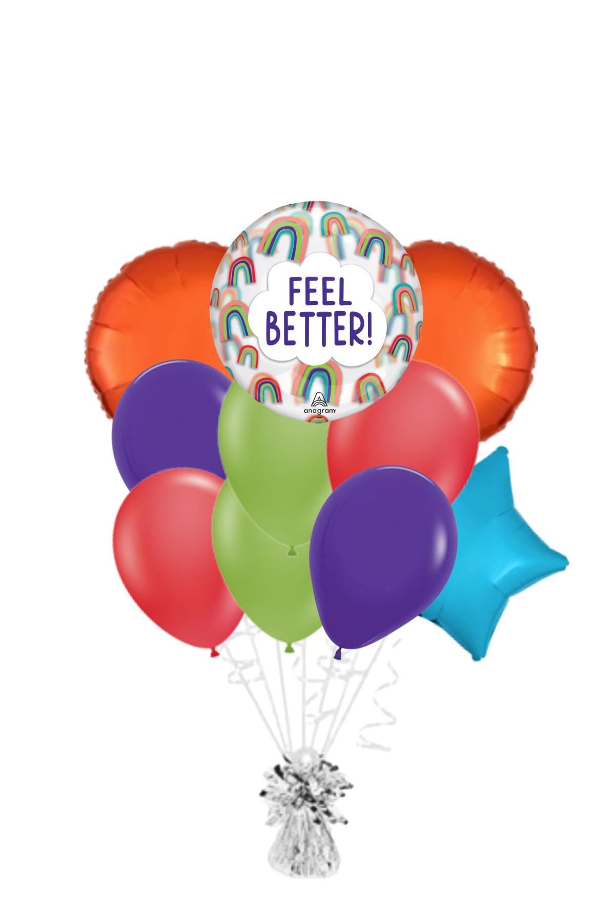 Feel Better Rainbow Orbz Get Well Soon Balloon Bouquet