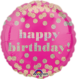 Happy Birthday Dotty Holographic Balloon