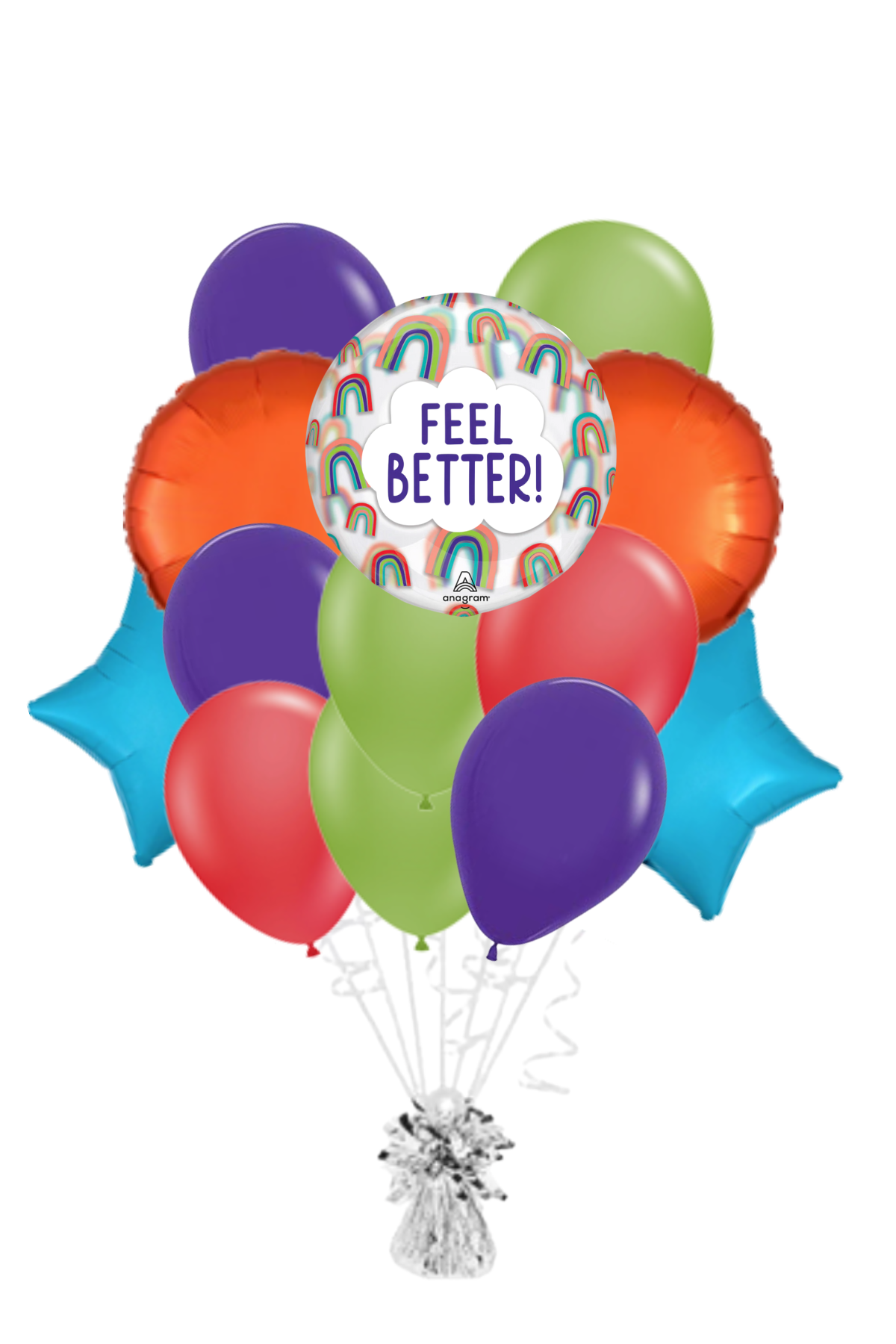 Feel Better Rainbow Orbz Get Well Soon Balloon Bouquet
