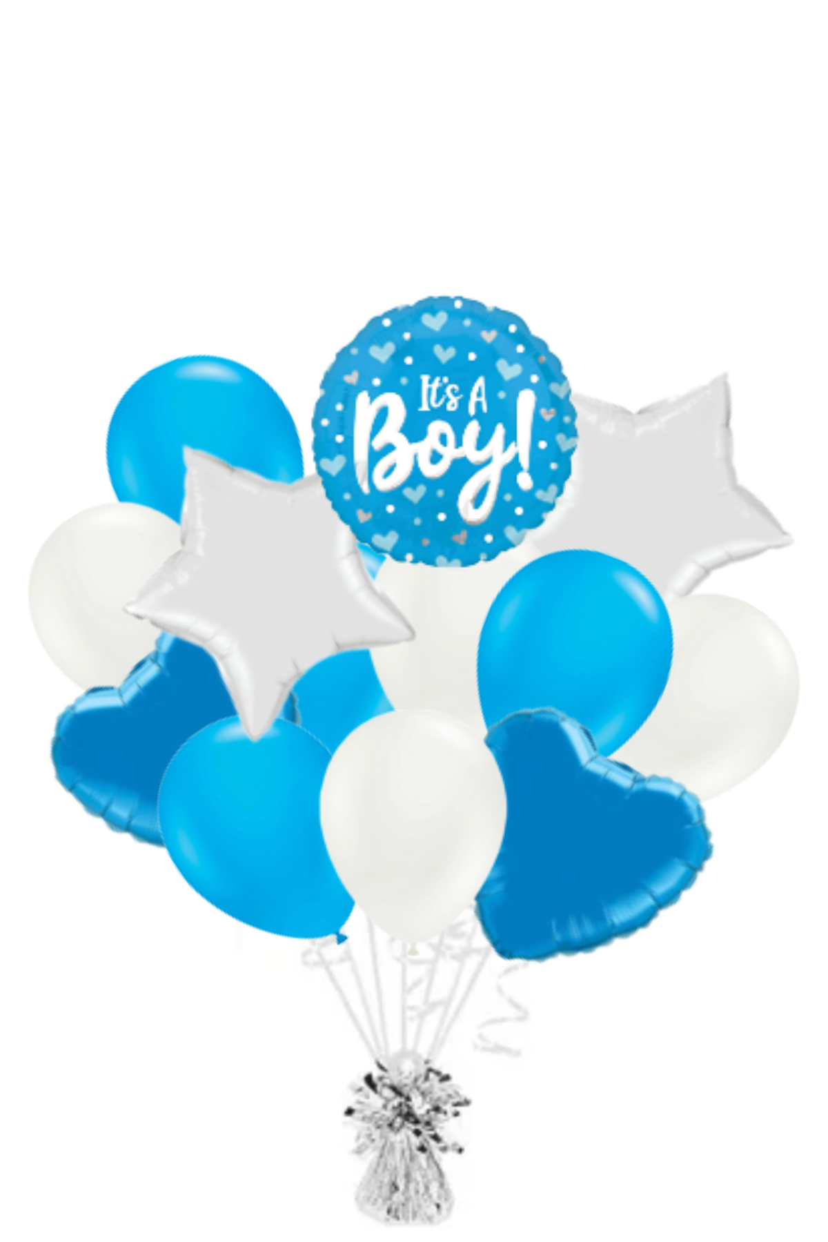 It's a Boy! Blue Hearts & Dots Balloon Bouquet