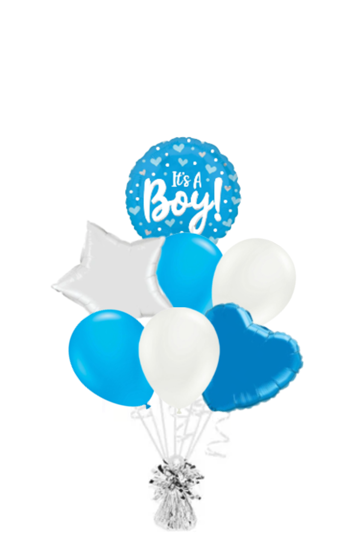 It's a Boy! Blue Hearts & Dots Balloon Bouquet