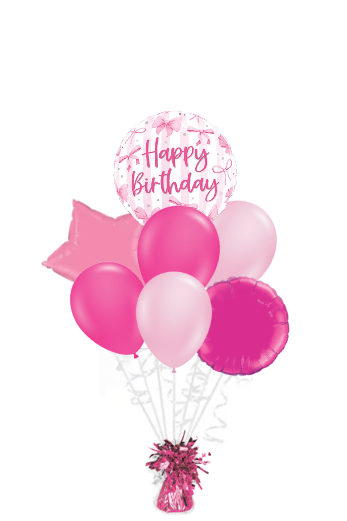Pretty Pink Bow Happy Birthday Balloon Bouquet