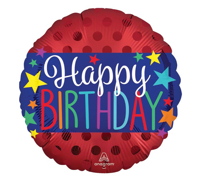 Happy Birthday Satin Banner on Red Balloon