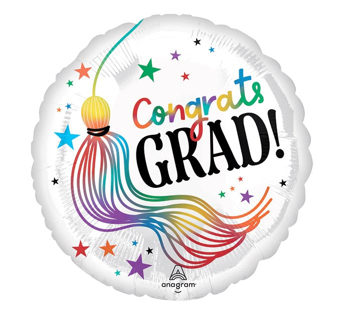 Congrats Grad Rainbow Tassel Foil Balloon