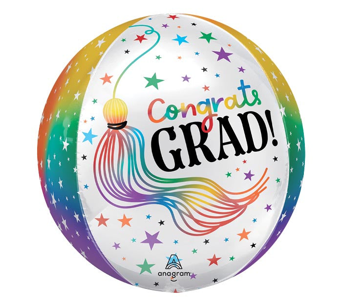 Congrats Grad Rainbow Tassel Orbz Balloon