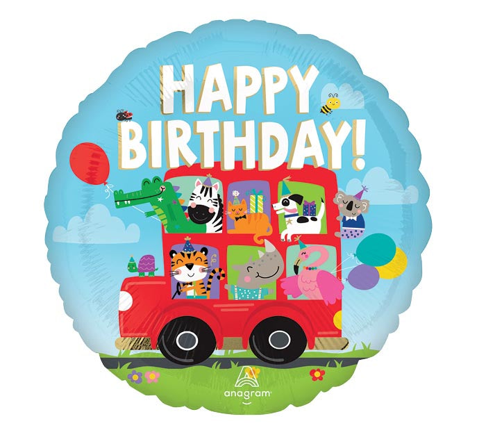 Animal Party Bus Birthday Balloon