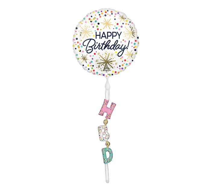 HBD Confetti Sprinkle Tail AirWalker Balloon