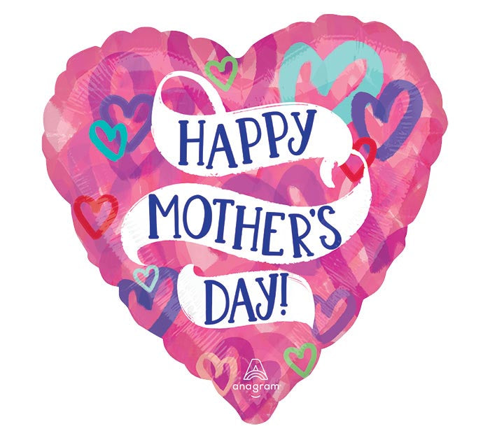 Happy Mother's Day Layered Hearts Foil Balloon