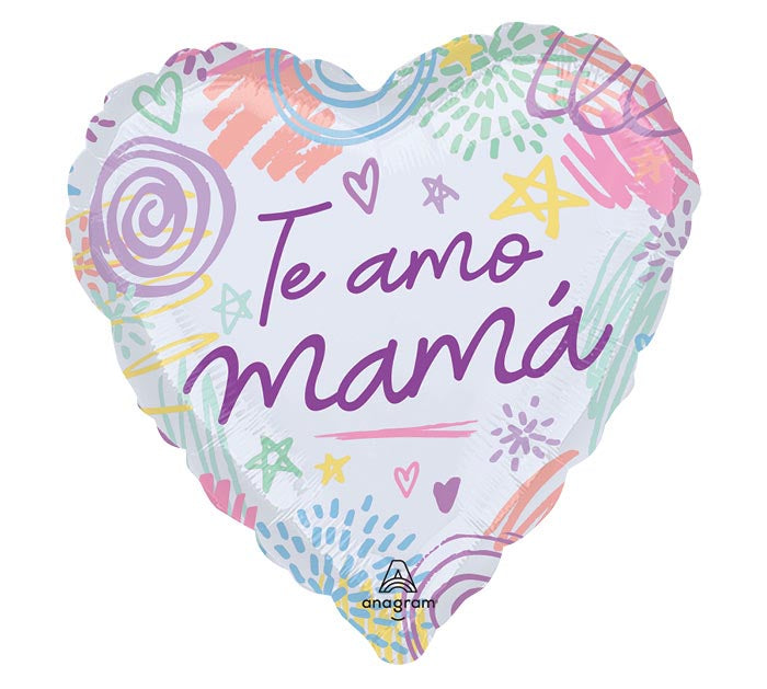 Te Amo Mama Sweet Scribbles Heart Balloon