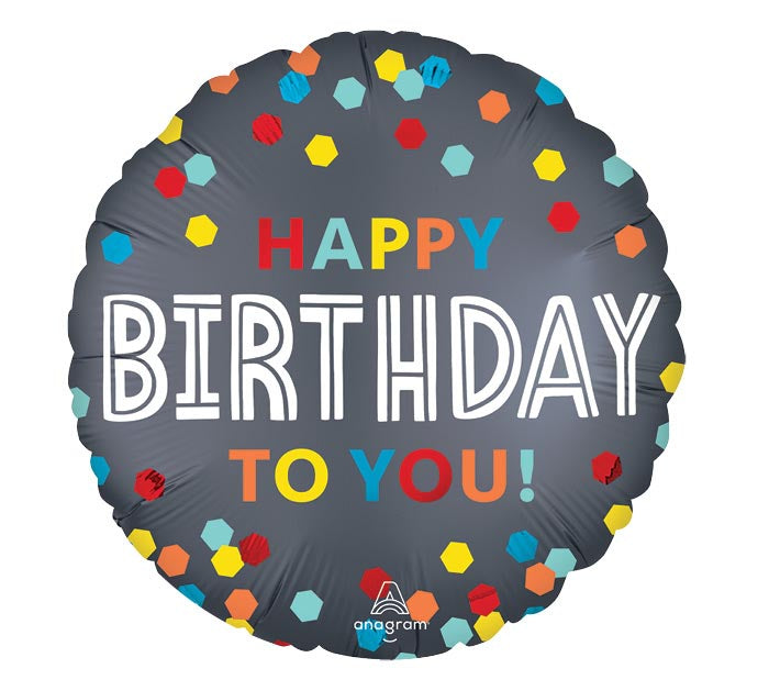 Happy Birthday Satin Confetti Balloon