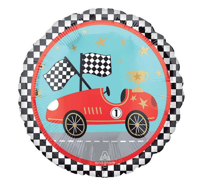 Race Cars Round Foil Balloons