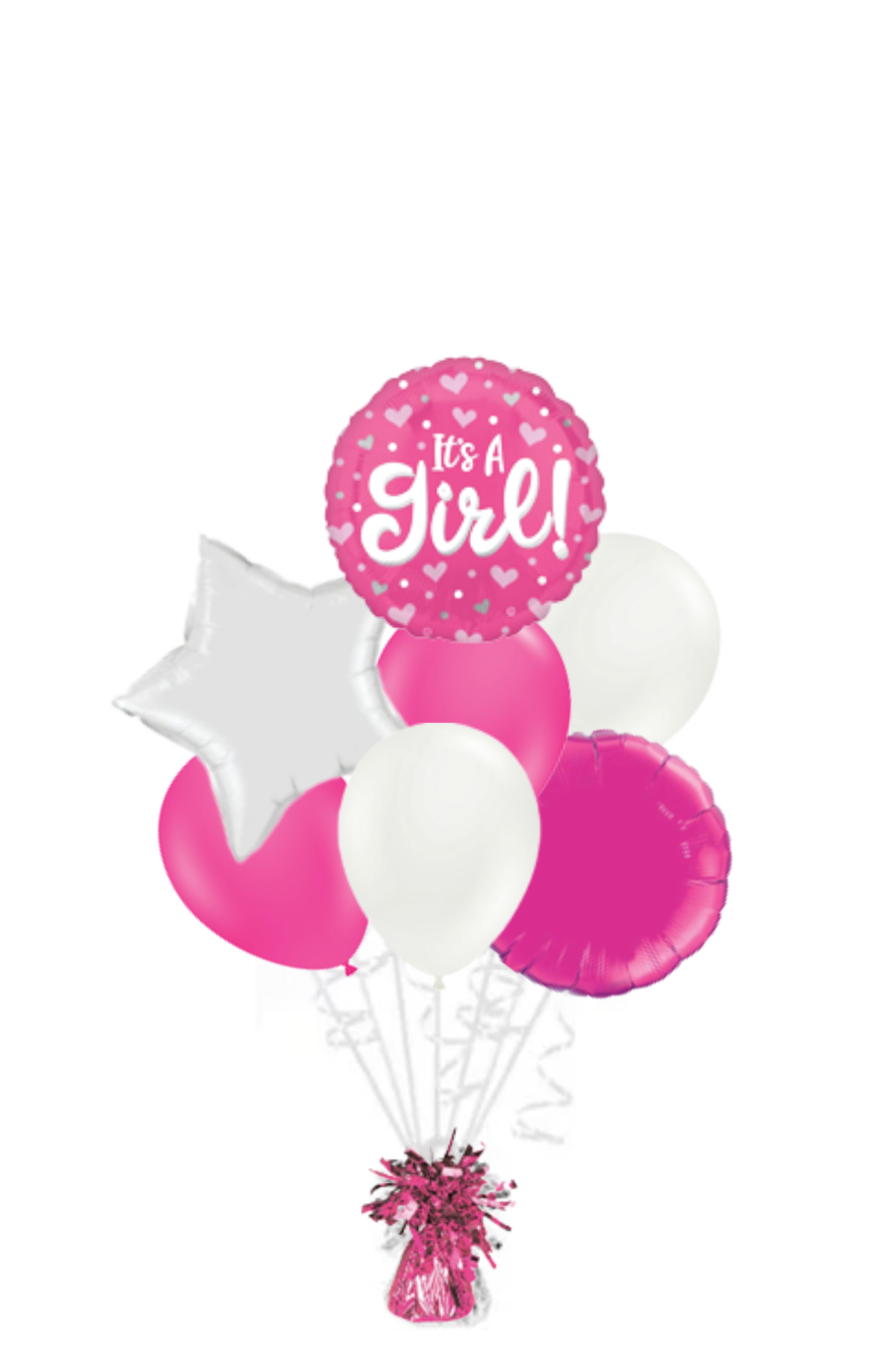 It's a Girl! Pink Hearts & Dots Balloon Bouquet