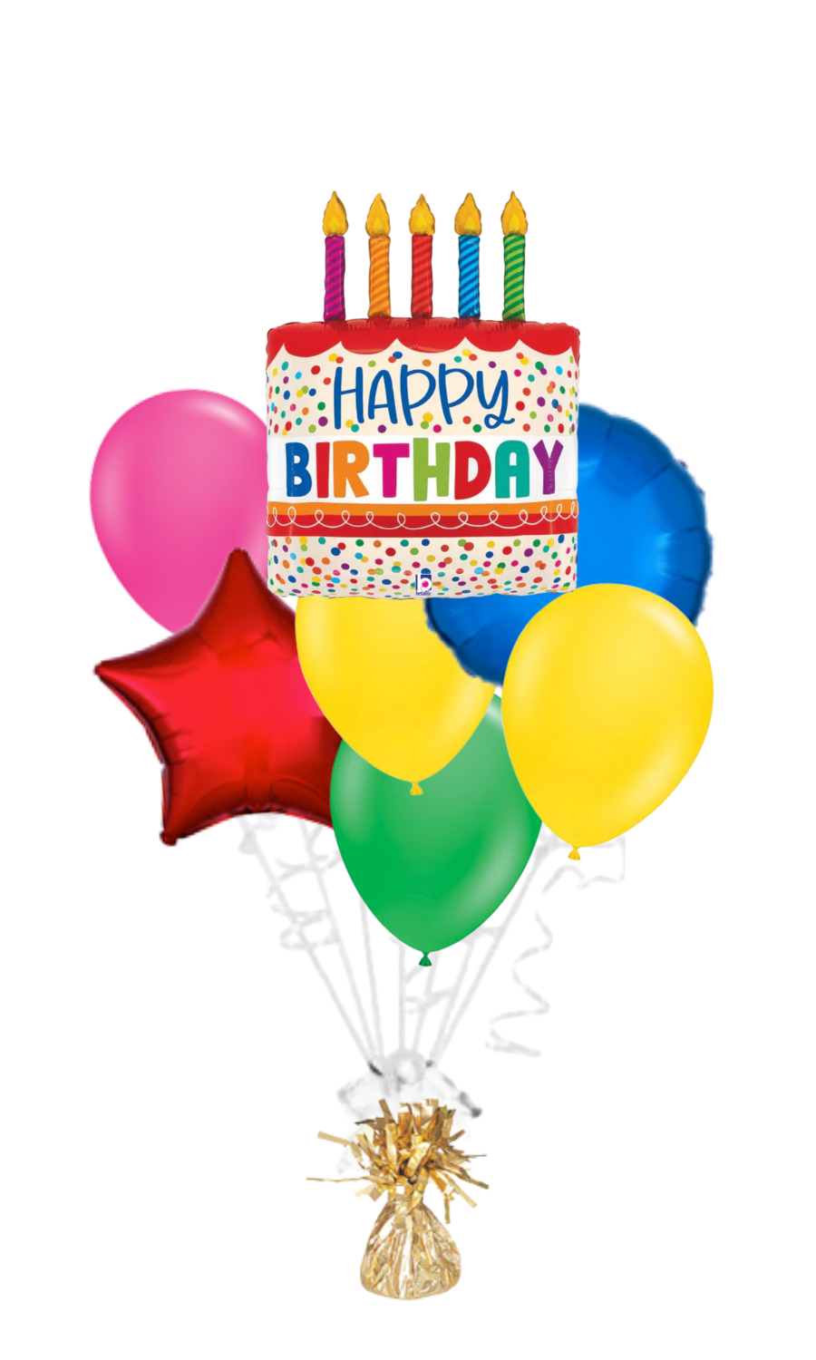 Bright Candles Cake Happy Birthday Balloon Bouquet