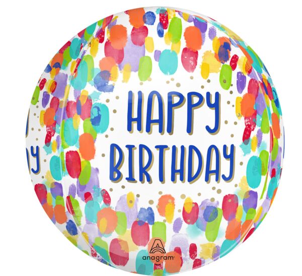Painterly Dots Birthday Orbz Balloon