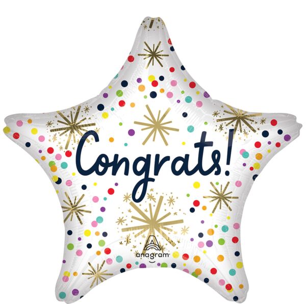 Congrats! Jumbo Star Confetti Sprinkle Balloon
