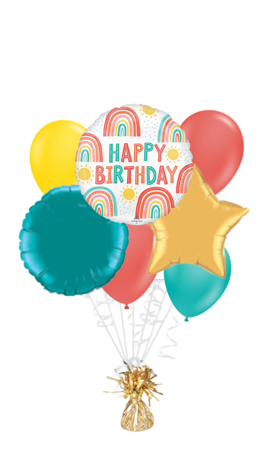 Retro Rainbow Happy Birthday Balloon Bouquet