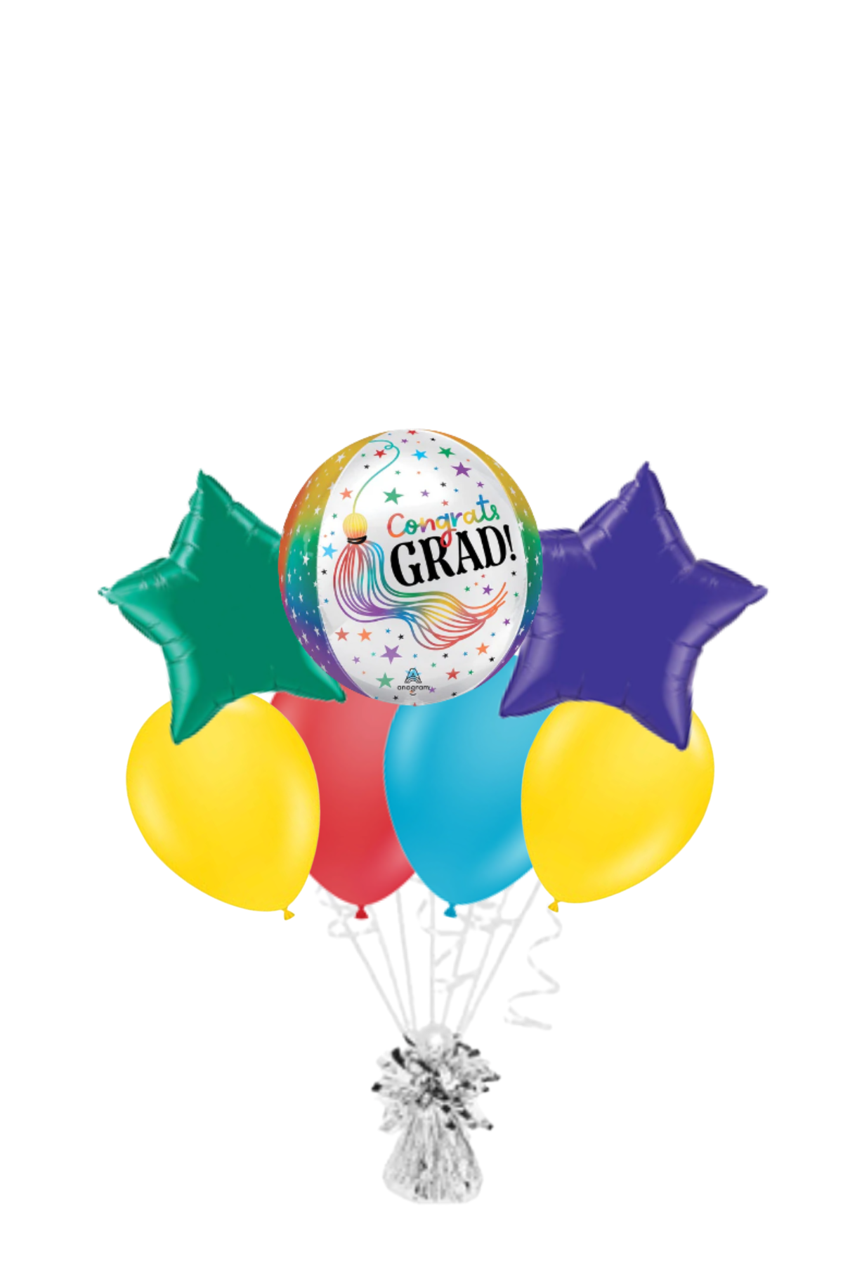 Congrats Grad Rainbow Tassel Orbz Balloon Bouquet