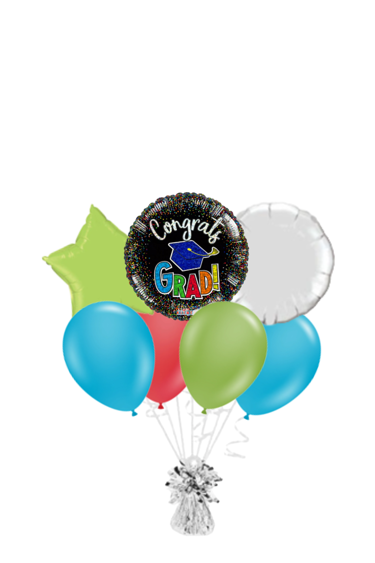 Rainbow Polka Dot Graduation Balloon Bouquet