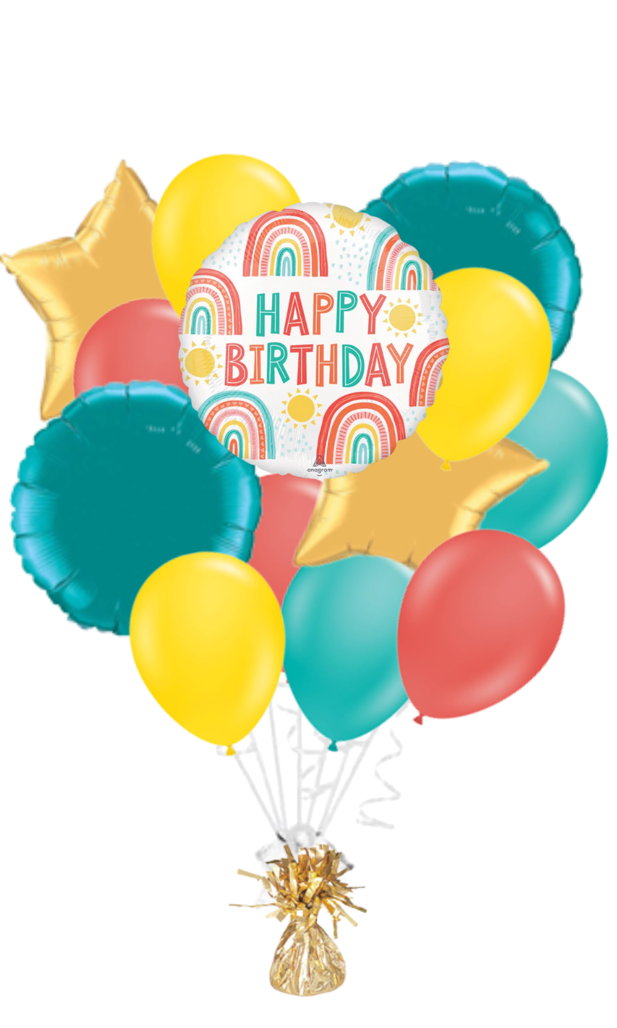 Retro Rainbow Happy Birthday Balloon Bouquet