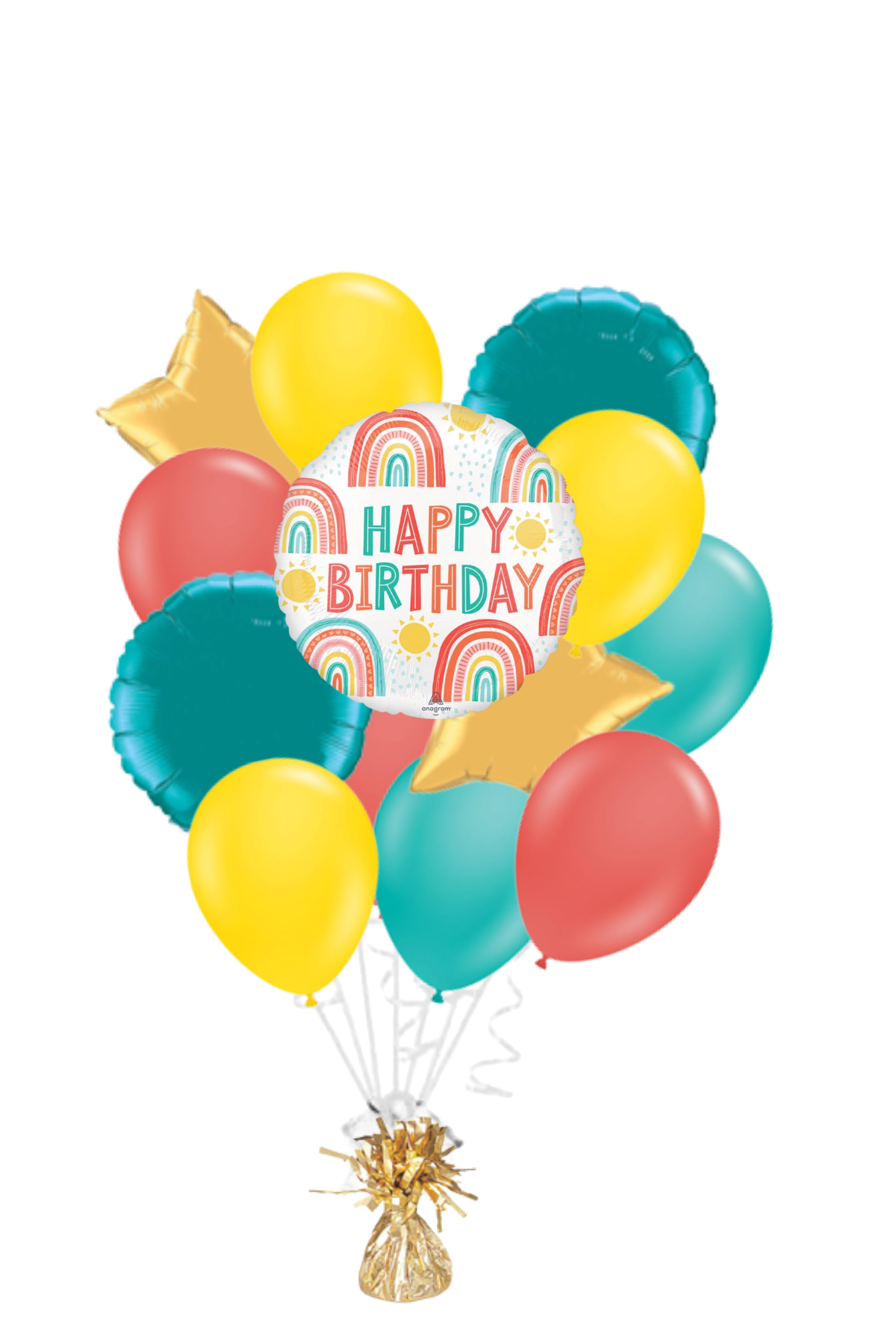 Retro Rainbow Happy Birthday Balloon Bouquet
