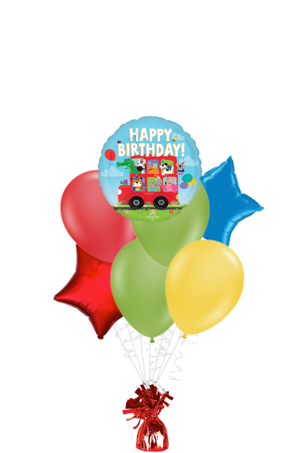 Animal Party Bus Happy Birthday Balloon Bouquet