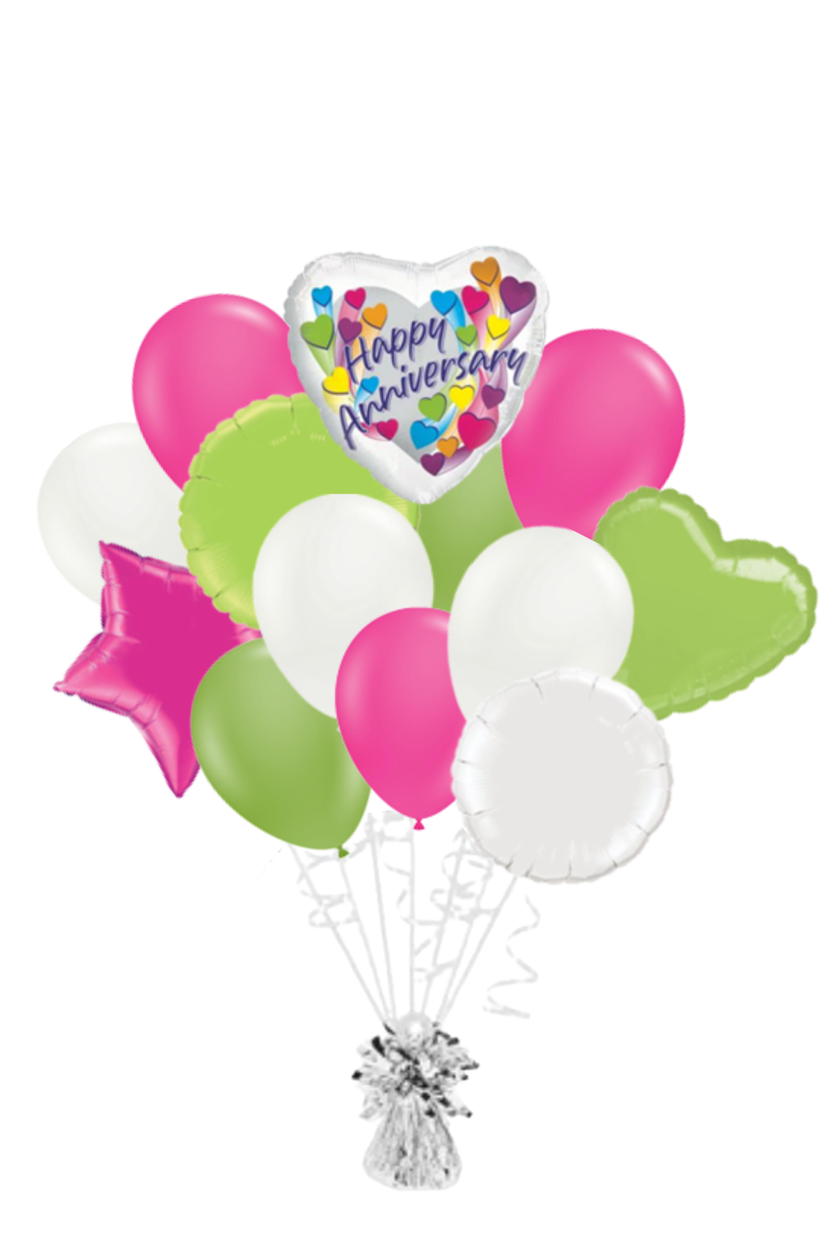 Colorful Heart Happy Anniversary Balloon Bouquet