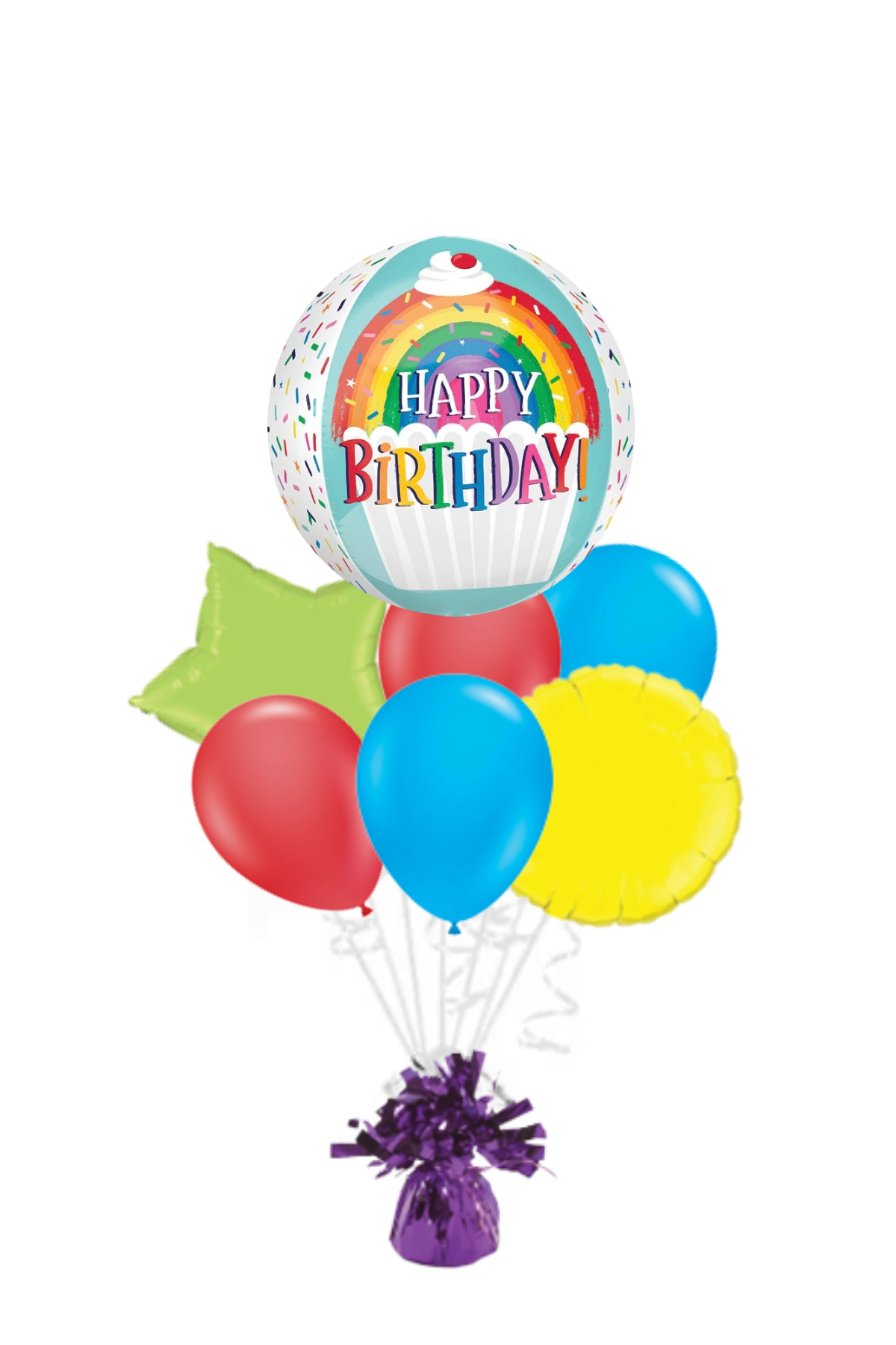 Rainbow Sprinkles Orbz Happy Birthday Balloon Bouquet