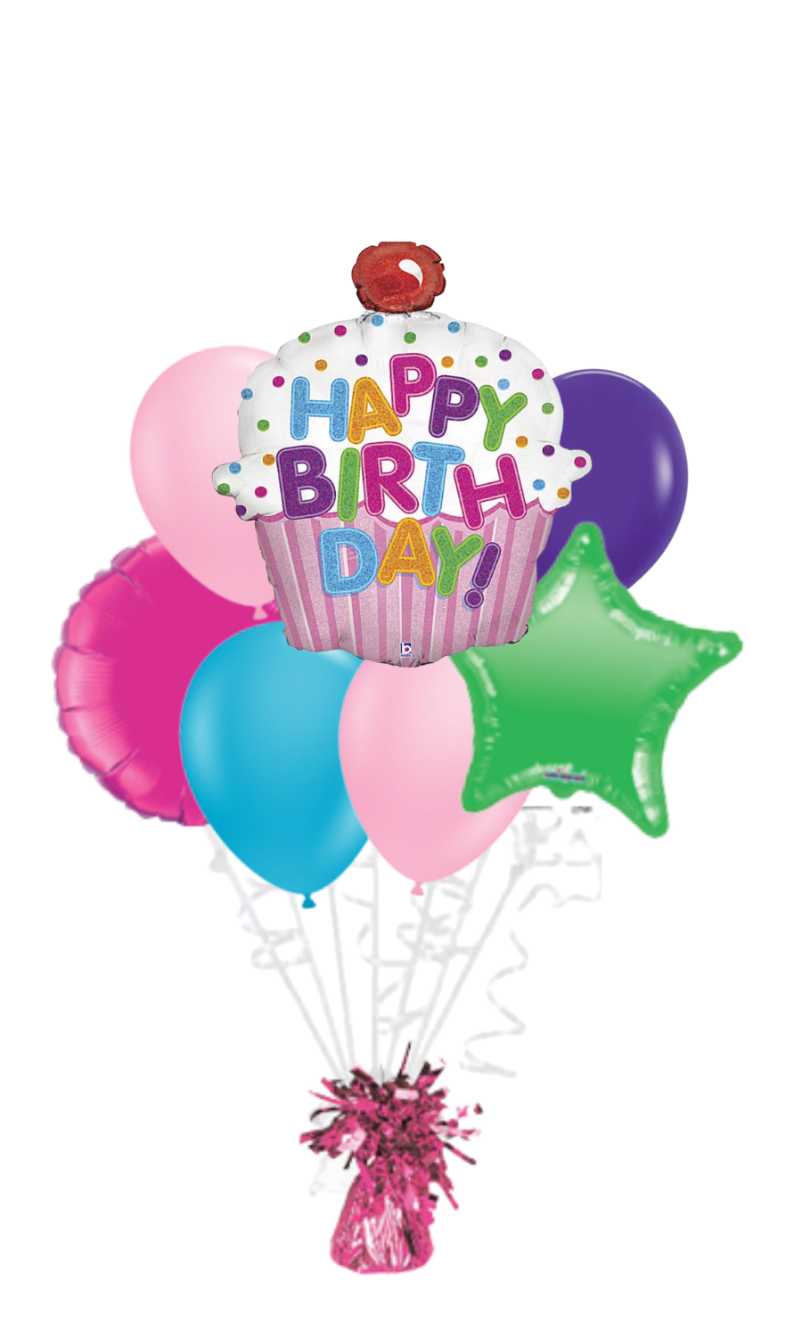Cupcake Happy Birthday Balloon Bouquet